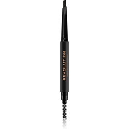 Makeup Revolution Duo Brow Definer Crayon à sourcils et brosse 2-en-1 Marron foncé 0.25 g